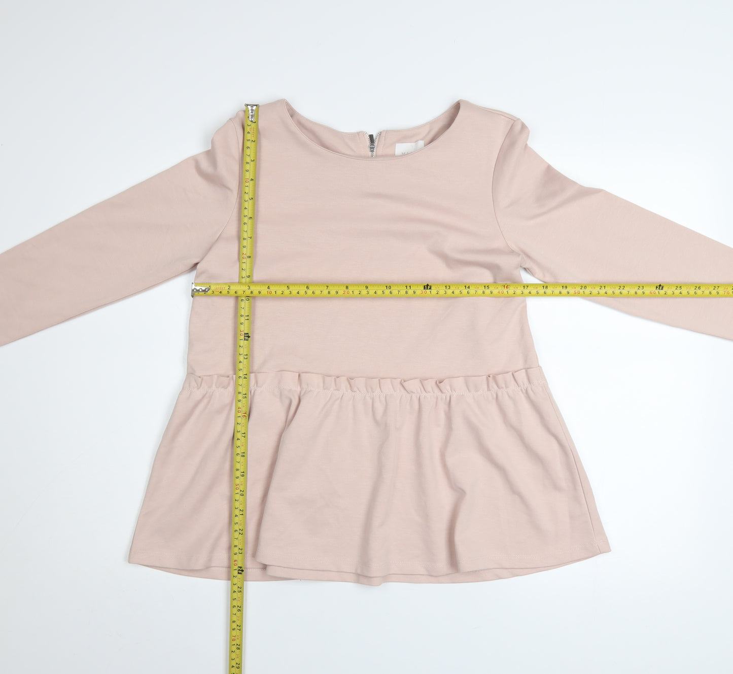 Vila Womens Beige Long Sleeve Peplum Sweatshirt Size M