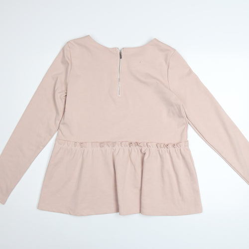 Vila Womens Beige Long Sleeve Peplum Sweatshirt Size M
