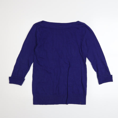 Gap Women's Blue Boat Neck Long Sleeve Cotton Blend Jumper Size M