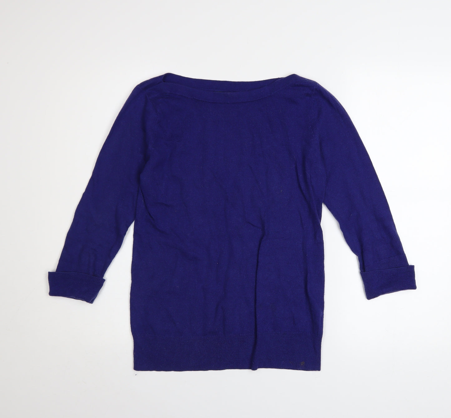 Gap Women's Blue Boat Neck Long Sleeve Cotton Blend Jumper Size M
