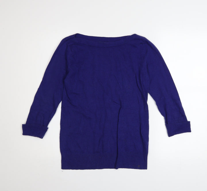 Gap Women's Blue Boat Neck Long Sleeve Cotton Blend Jumper Size M