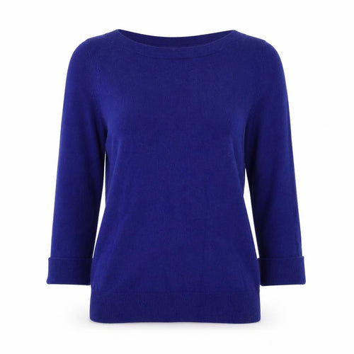 Gap Women's Blue Boat Neck Long Sleeve Cotton Blend Jumper Size M