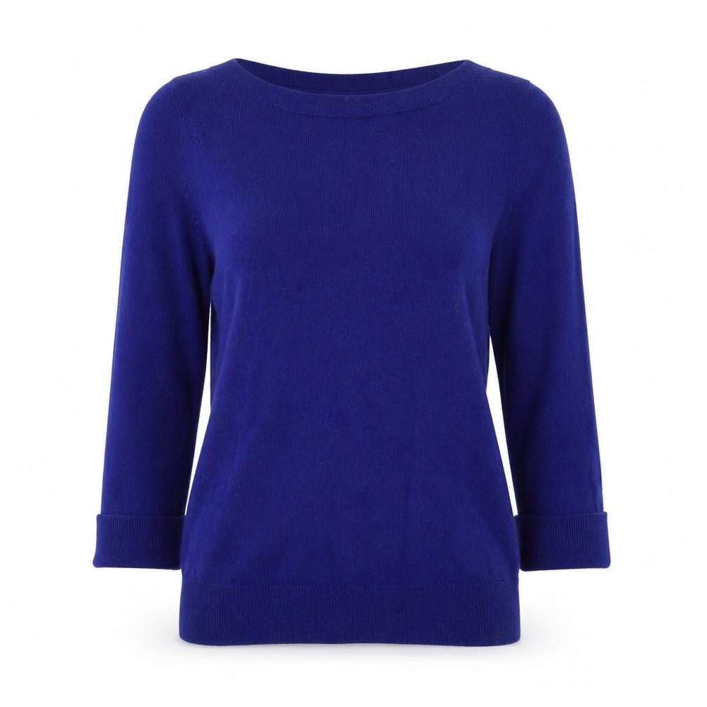Gap Women's Blue Boat Neck Long Sleeve Cotton Blend Jumper Size M