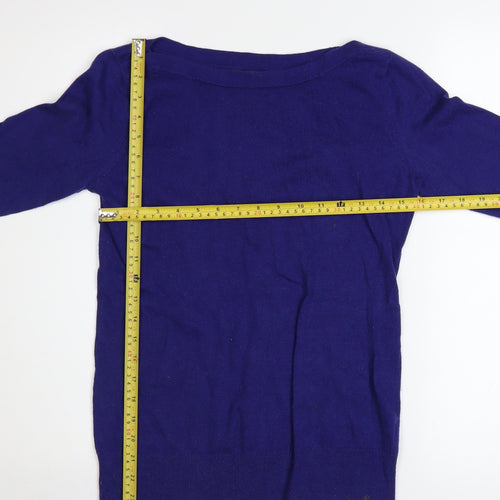 Gap Women's Blue Boat Neck Long Sleeve Cotton Blend Jumper Size M