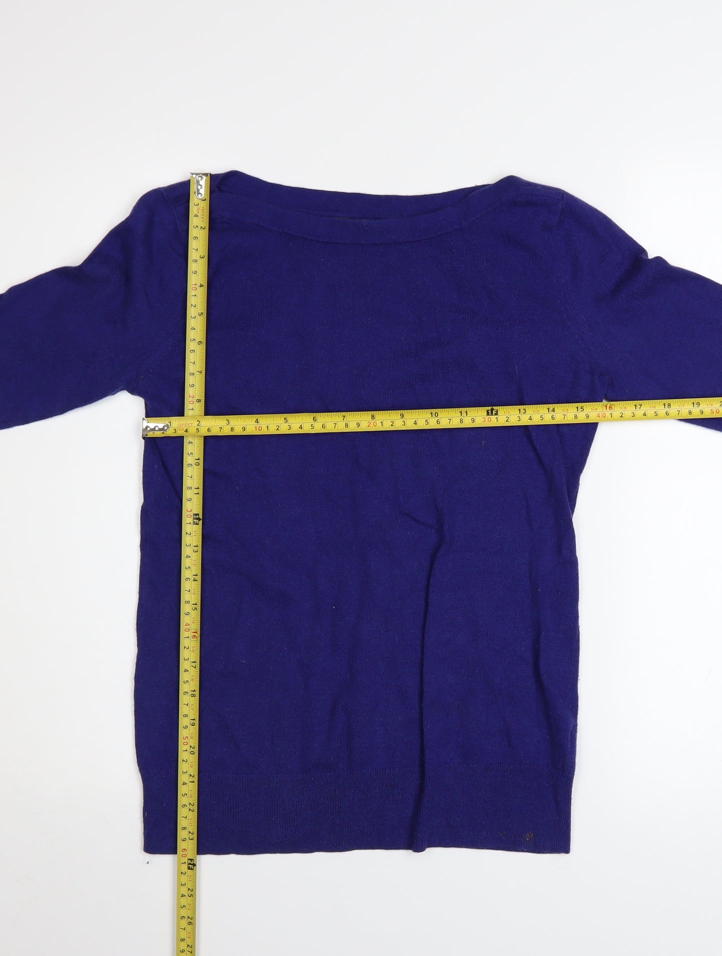 Gap Women's Blue Boat Neck Long Sleeve Cotton Blend Jumper Size M