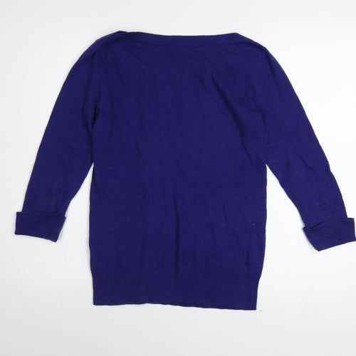 Gap Women's Blue Boat Neck Long Sleeve Cotton Blend Jumper Size M