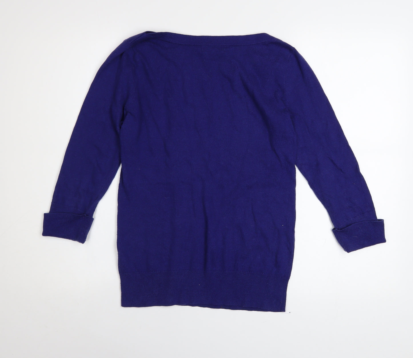 Gap Women's Blue Boat Neck Long Sleeve Cotton Blend Jumper Size M