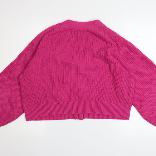 H&M Women Pink Chunky Knit V-Neck Cardigan Size S