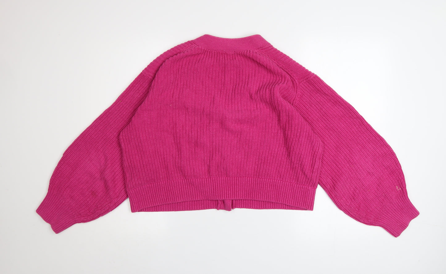 H&M Women Pink Chunky Knit V-Neck Cardigan Size S