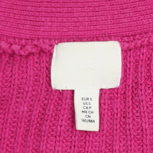 H&M Women Pink Chunky Knit V-Neck Cardigan Size S