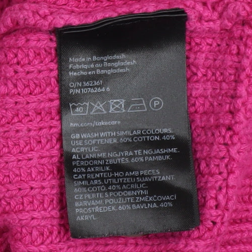 H&M Women Pink Chunky Knit V-Neck Cardigan Size S