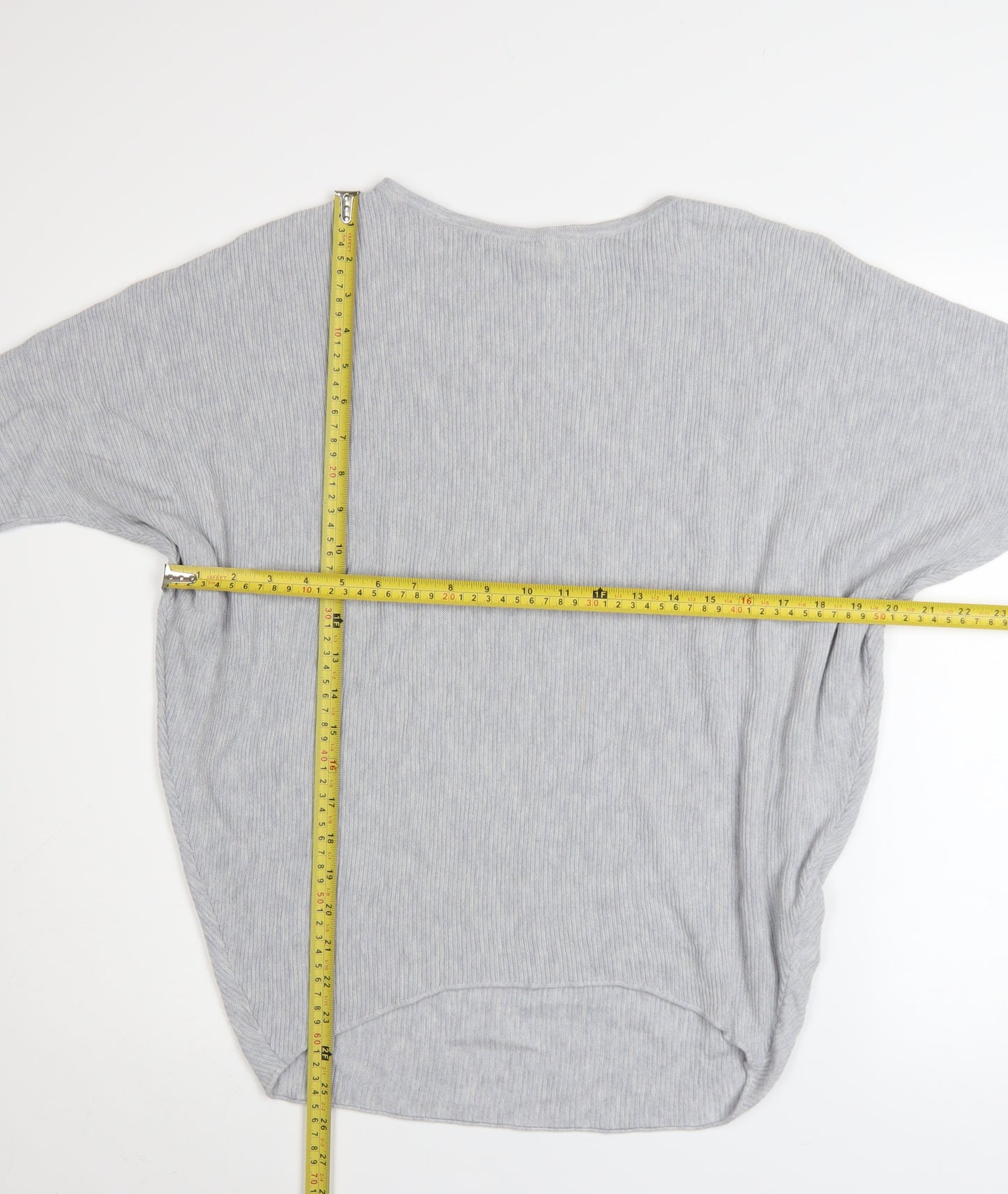 Phase Eight Women Grey Knit Relaxed Fit 3/4 Sleeve Pullover Jumper M