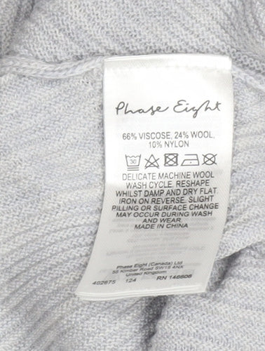 Phase Eight Women Grey Knit Relaxed Fit 3/4 Sleeve Pullover Jumper M