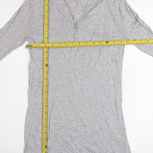 Crew Clothing Co. Women's Grey Long Sleeve Henley Cotton T-Shirt Size 12