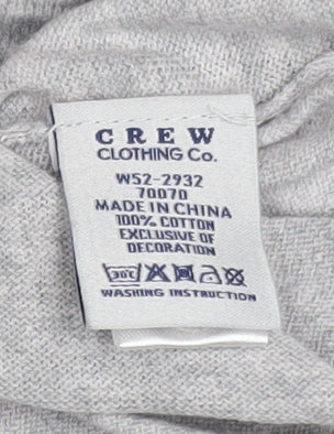 Crew Clothing Co. Women's Grey Long Sleeve Henley Cotton T-Shirt Size 12