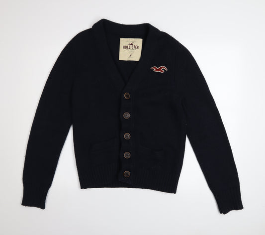 Hollister Men’s Black Wool Blend Button Cardigan Size M