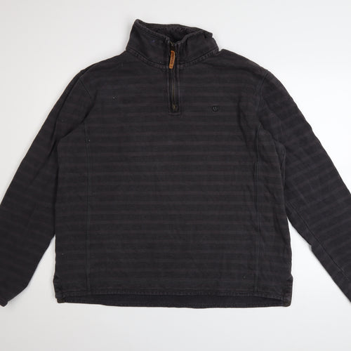 FatFace Men’s Grey Charcoal 1/4 Zip Cotton Sweater L