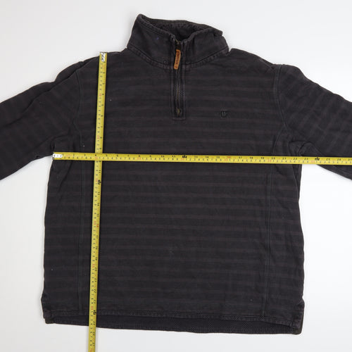 FatFace Men’s Grey Charcoal 1/4 Zip Cotton Sweater L