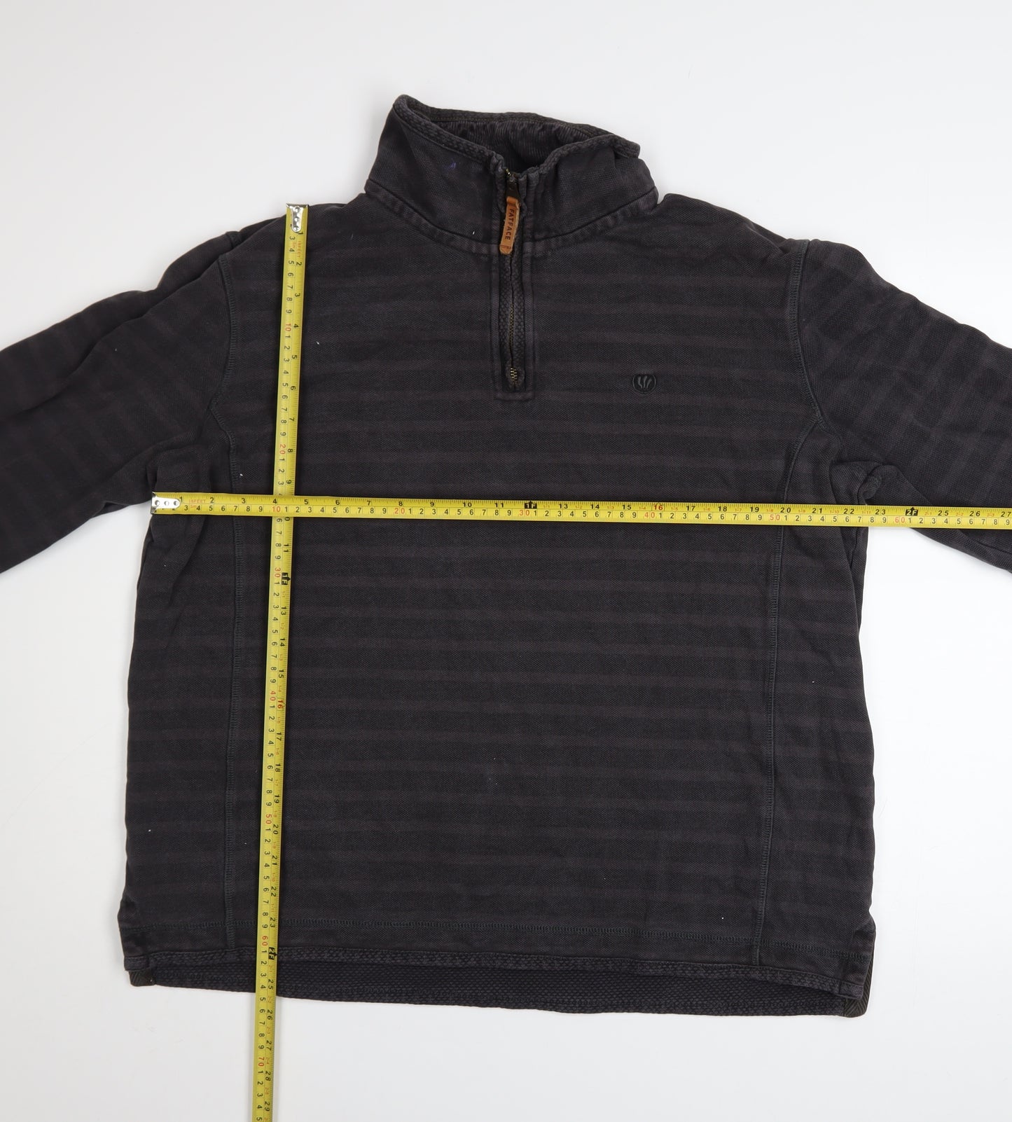FatFace Men’s Grey Charcoal 1/4 Zip Cotton Sweater L