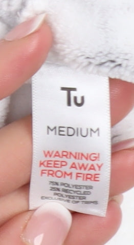 Tu Women White Penguin Fleece Hooded Robe M