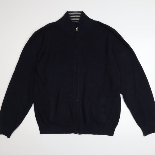Greenwoods Men’s Blue Full Zip Cotton Knit Jacket Size L