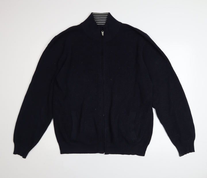 Greenwoods Men’s Blue Full Zip Cotton Knit Jacket Size L