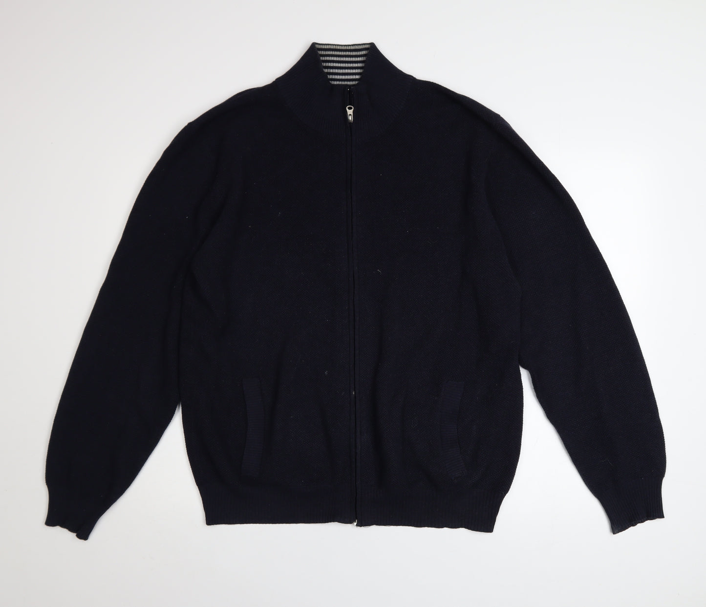 Greenwoods Men’s Blue Full Zip Cotton Knit Jacket Size L