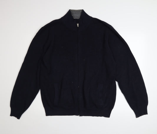 Greenwoods Men’s Blue Full Zip Cotton Knit Jacket Size L