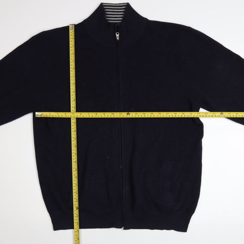 Greenwoods Men’s Blue Full Zip Cotton Knit Jacket Size L