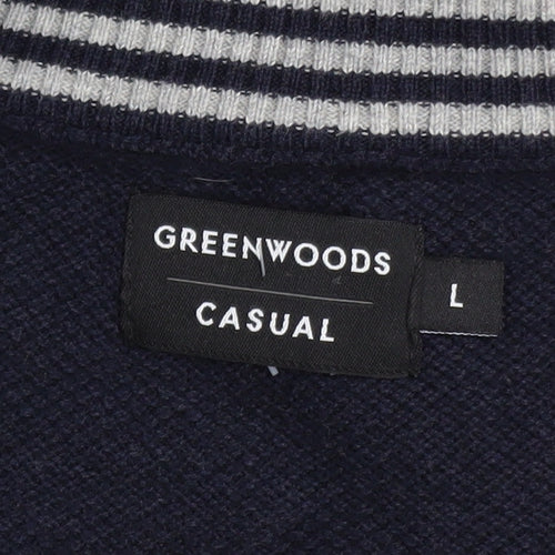 Greenwoods Men’s Blue Full Zip Cotton Knit Jacket Size L