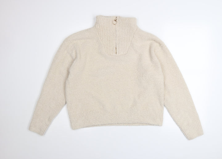 Roman Women Beige 1/4 Zip High Neck Pullover Sweater Size 16