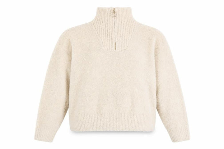 Roman Women Beige 1/4 Zip High Neck Pullover Sweater Size 16