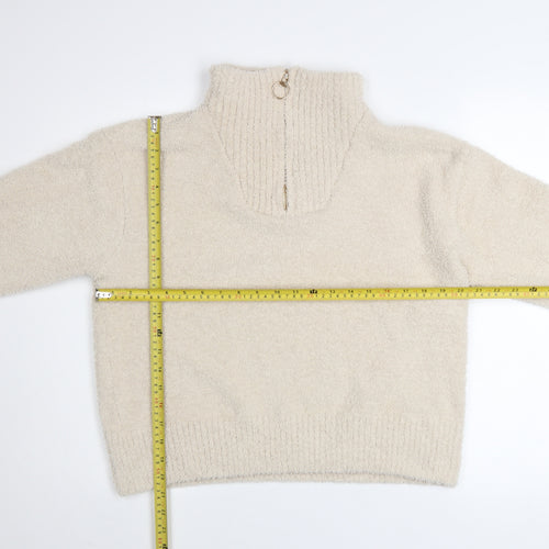 Roman Women Beige 1/4 Zip High Neck Pullover Sweater Size 16