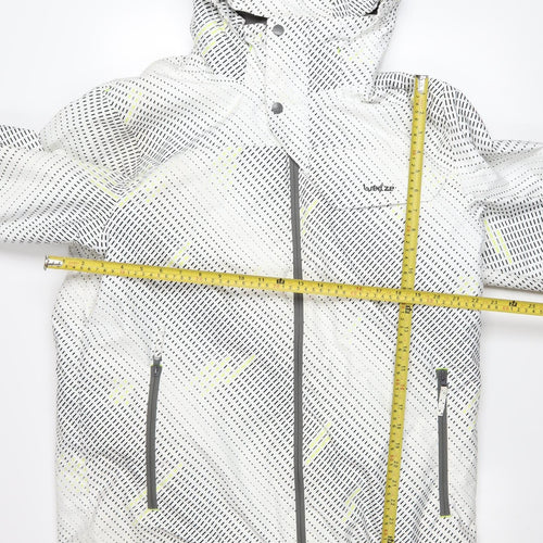 Wedze Men’s White Geometric Ski Jacket L Hooded Waterproof