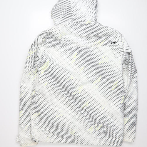 Wedze Men’s White Geometric Ski Jacket L Hooded Waterproof