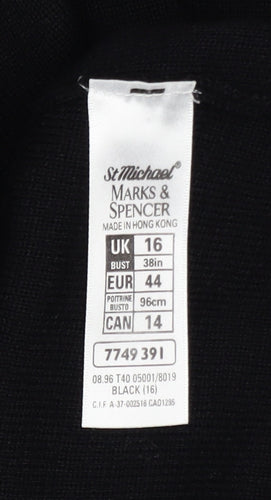 Marks and Spencer Women’s Black Crew Neck Embroidered Jumper Size 16