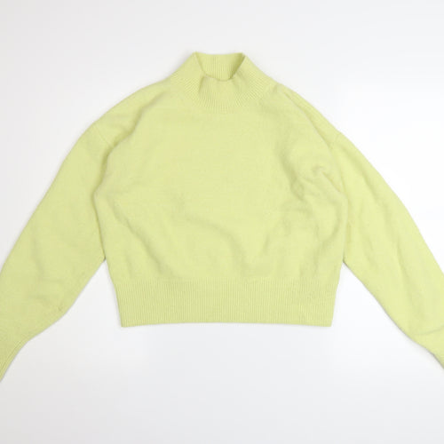 & Other Stories Women Lemon Yellow Mock Neck Jumper XS Wool Blend