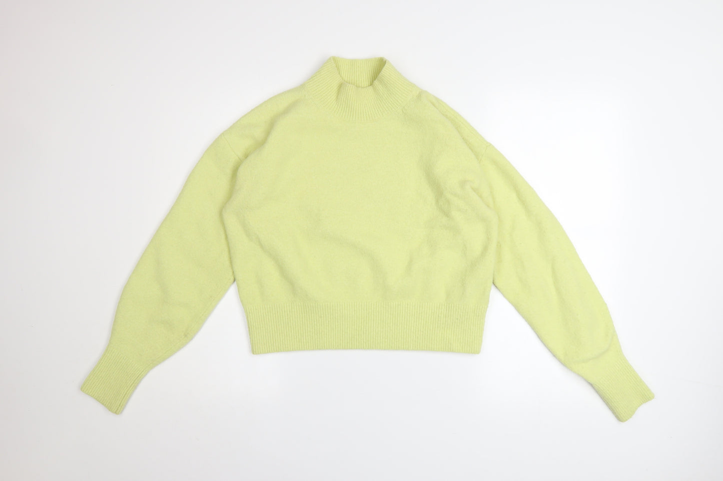 & Other Stories Women Lemon Yellow Mock Neck Jumper XS Wool Blend