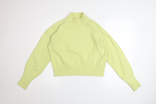 & Other Stories Women Lemon Yellow Mock Neck Jumper XS Wool Blend