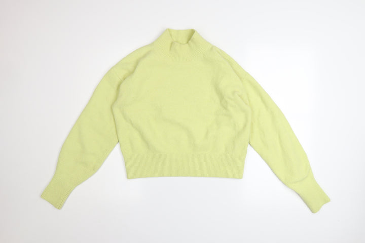 & Other Stories Women Lemon Yellow Mock Neck Jumper XS Wool Blend