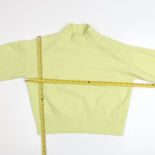 & Other Stories Women Lemon Yellow Mock Neck Jumper XS Wool Blend