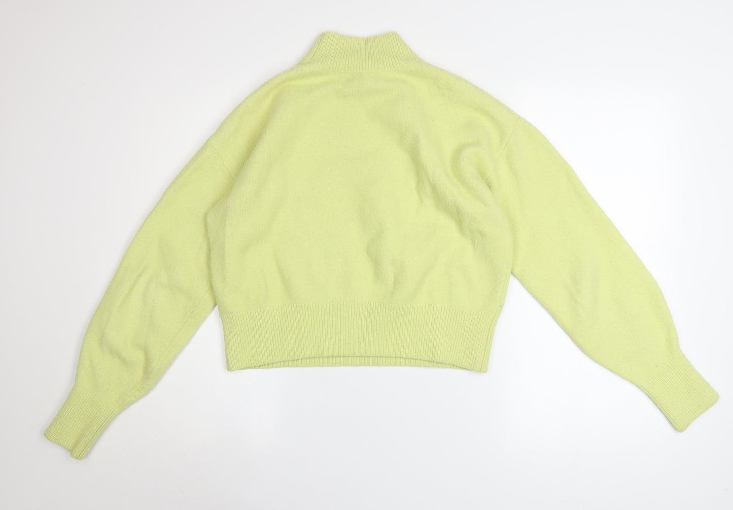 & Other Stories Women Lemon Yellow Mock Neck Jumper XS Wool Blend