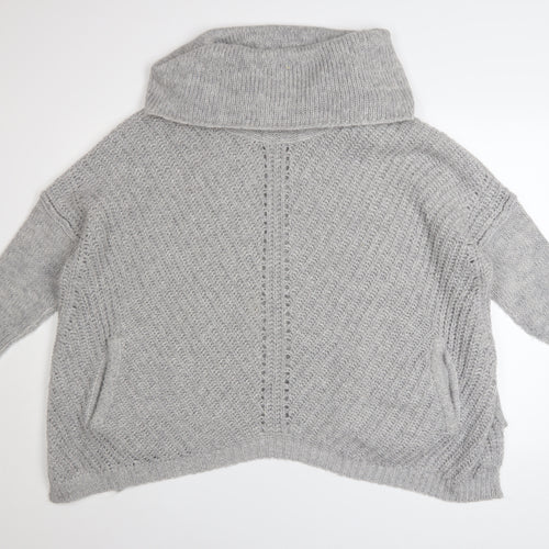 Mint Velvet Women Grey Cowl Neck Chunky Knit Jumper Size 12