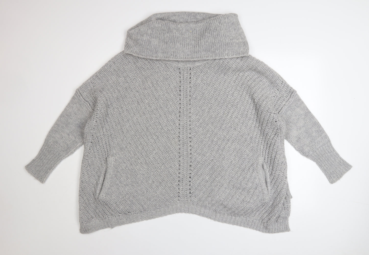 Mint Velvet Women Grey Cowl Neck Chunky Knit Jumper Size 12
