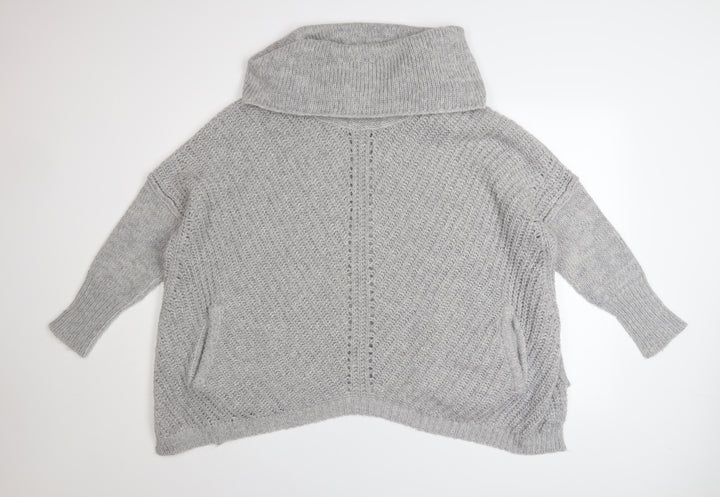 Mint Velvet Women Grey Cowl Neck Chunky Knit Jumper Size 12
