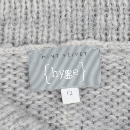 Mint Velvet Women Grey Cowl Neck Chunky Knit Jumper Size 12
