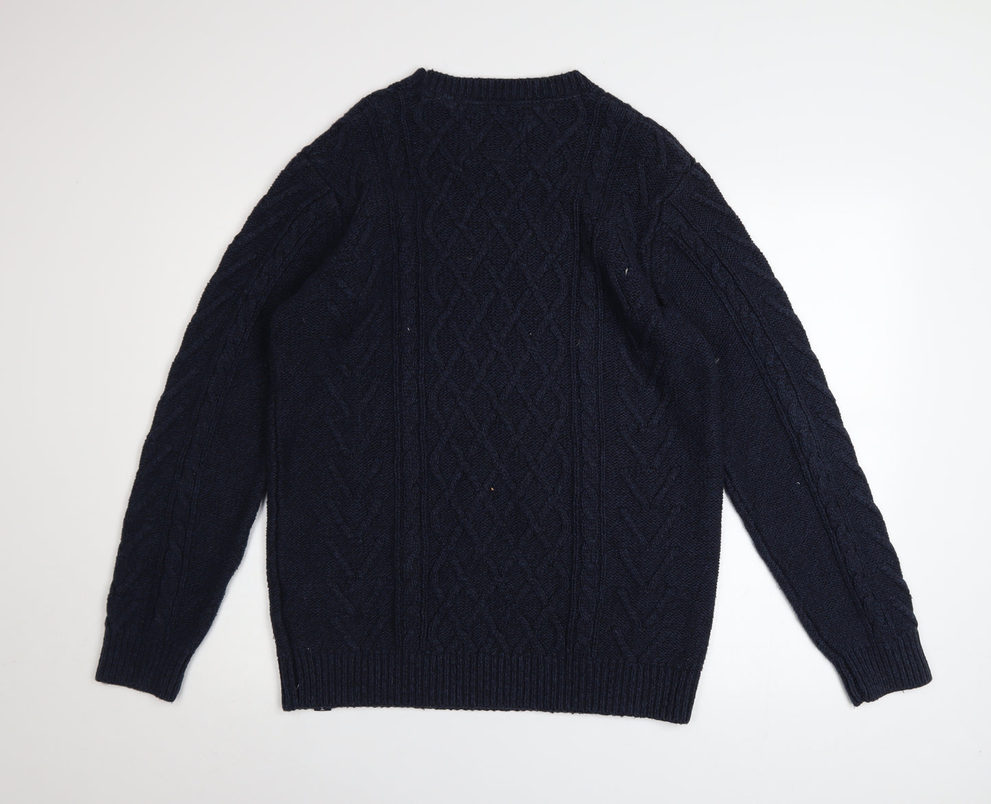 Weird Fish Women's Blue Cable-Knit Cotton Jumper M