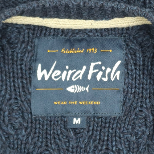 Weird Fish Women's Blue Cable-Knit Cotton Jumper M