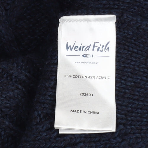 Weird Fish Women's Blue Cable-Knit Cotton Jumper M