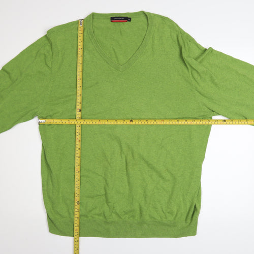Pierre Cardin Men's Green 2XL Cotton V-Neck Jumper